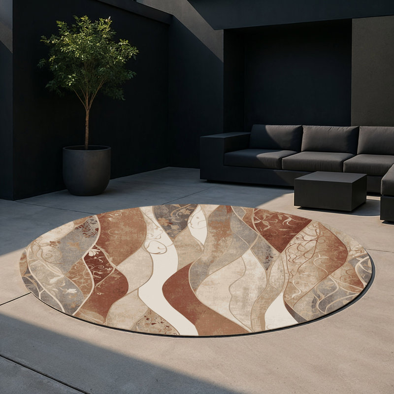 Tapis intérieur et extérieur Windswept Veil, Rond 5 pi