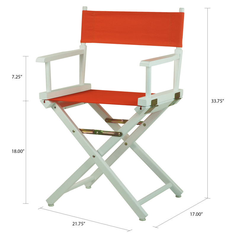 Chaise de réalisateur pliante 18 po, Orange, Blanc