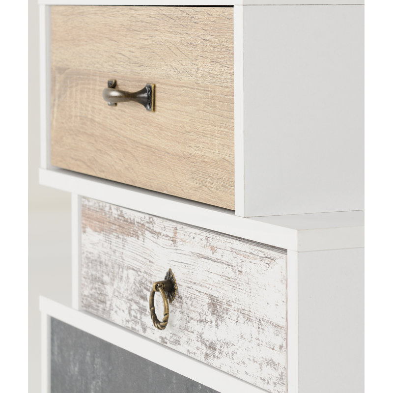 Arinna 3 Drawer Bedside Table, Oak/Cream