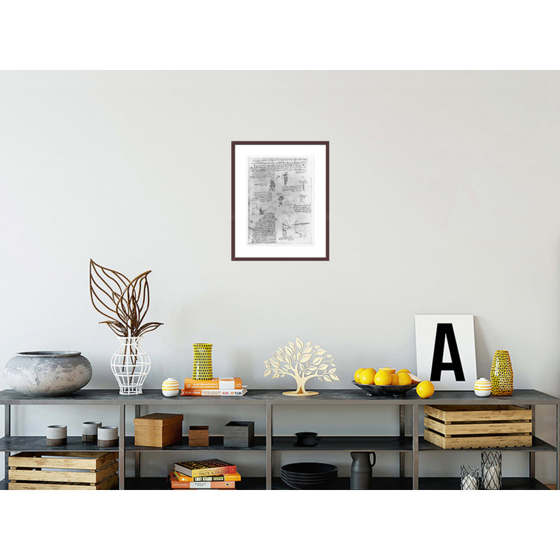 Drawings of Parachute Experiments and Flying Machines by Leonardo da Vinci -Framed Giclee Print, H 21,75 po x l 17,75 po