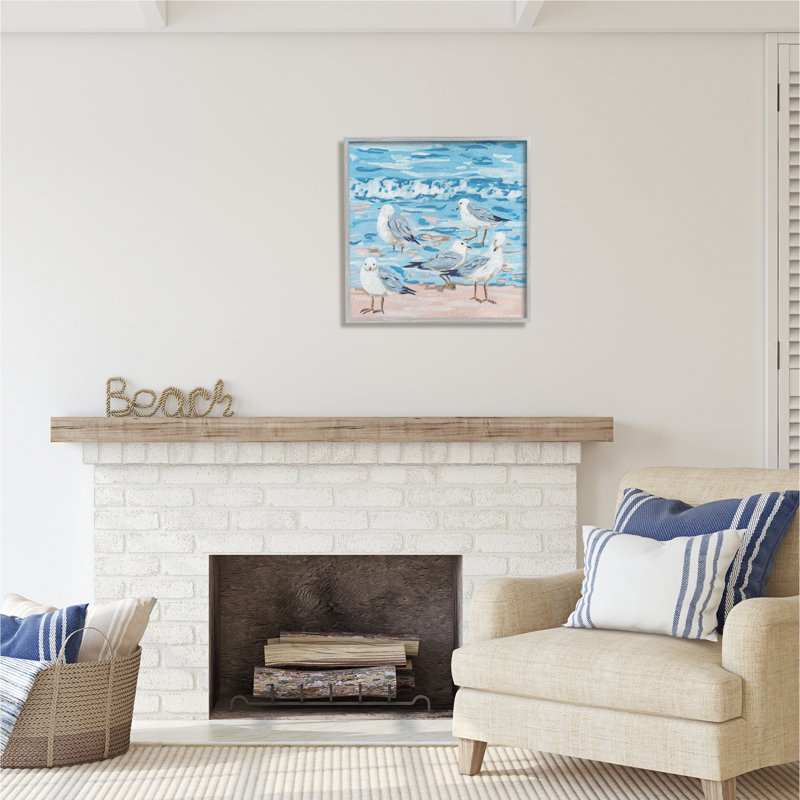 Mouettes sur la plage par Melissa Wang, H 24 po x l 24 po x P 1,5 po, Estampe numérique Farmhouse