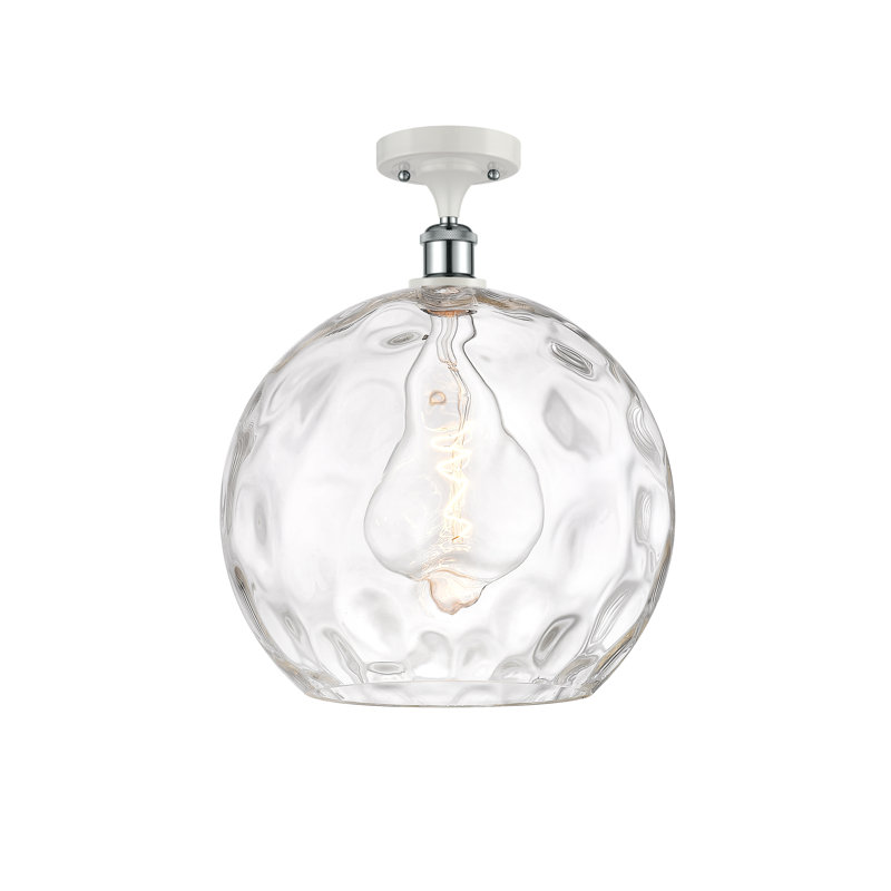 Plafonnier semi-encastré 1 lumière 8 po Cindi, Ampoule non incluse, H 16,88 po x l 13,75 po x P 13,75 po, Blanc / chrome poli