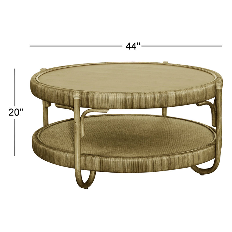 Hathaway Solid Wood Top Coffee Table, Brass