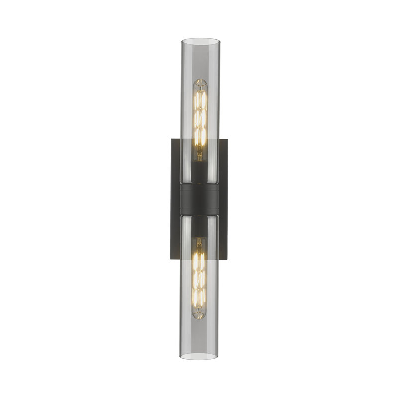 Luminaire de meuble-lavabo mural 2 lumières 11 po Amalle, 3" H x 24" W x 3.88" D, Fumée, Noir mat