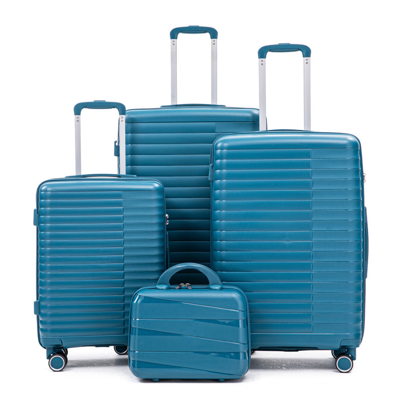 14 "/ 20" / 24 "/ 28" 4 pièces / ensemble dans une valise à roulettes en PP, une valise de transport, une tringle en fer, une serrure à mot de passe à combinaison, un étui à cosmétiques de 14 po