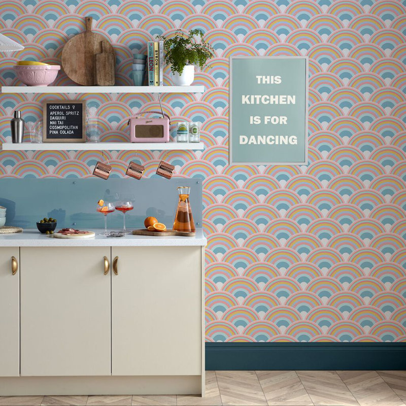 Envy Curve Geometric Wallpaper, Blue
