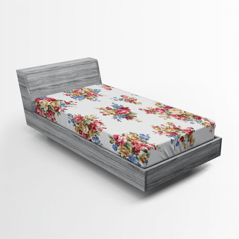 Floral Microfiber Floral Fitted Sheet, Twin Fitted Sheet