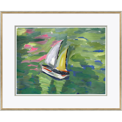 Pond Boat Yellow Framed Print by Dana Gibson