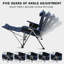 Chaise de camping pliante réglable - 5 angles réglables avec repose-pieds amovibles, coussin rembourré, porte-gobelet et sac de transport, capacité de 500 lb - Bleu-1835745186