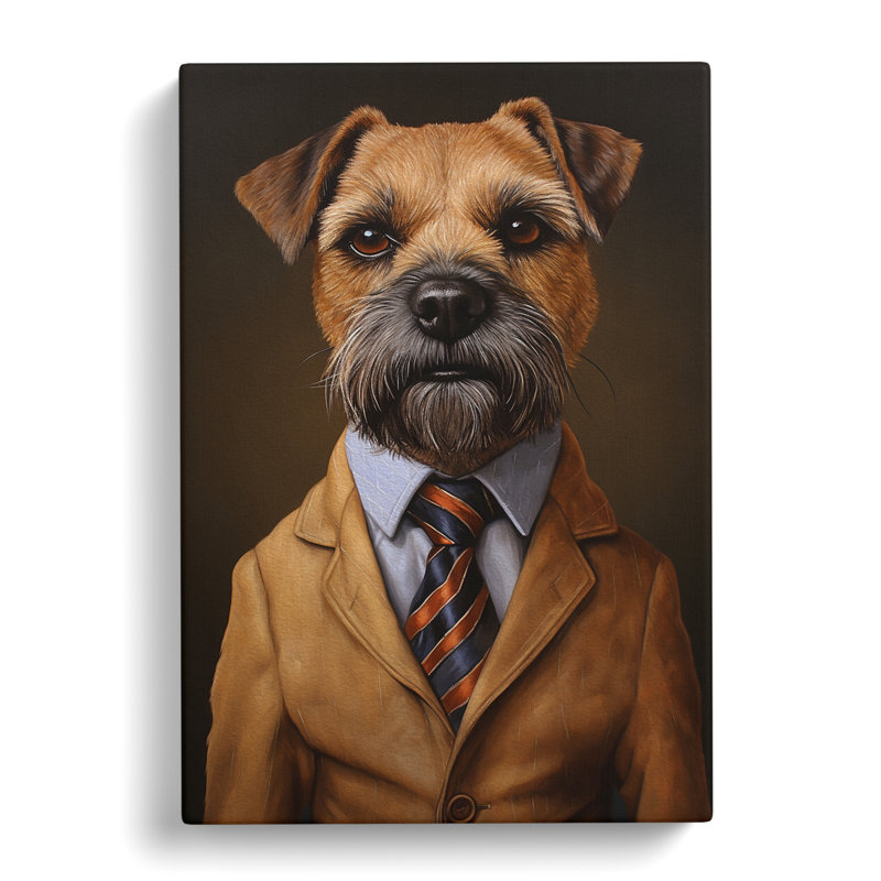Border Terrier In A Suit Painting No.3 - No Frame Print, 50cm H x 35cm W x 3cm D