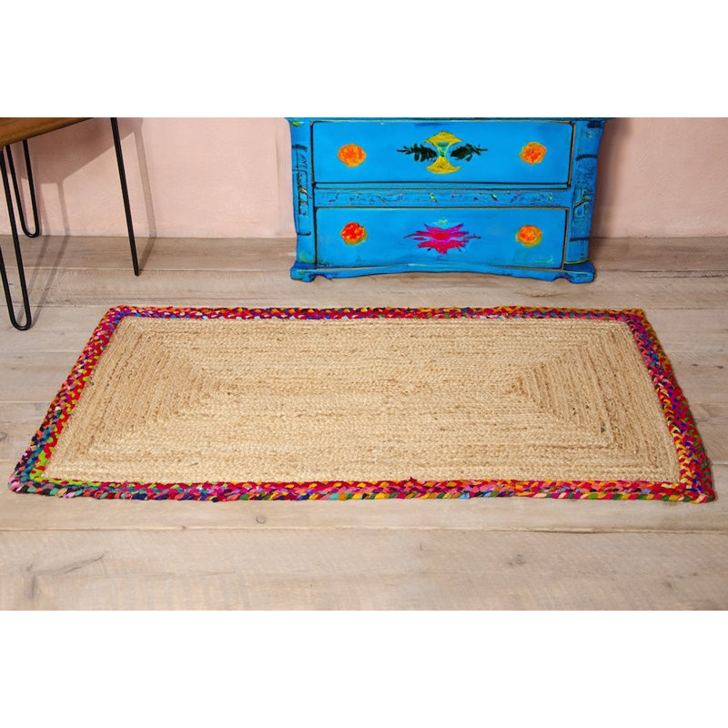 Eshanni Geometric Hand Braided Area Rug, Rectangle 75 x 135 cm