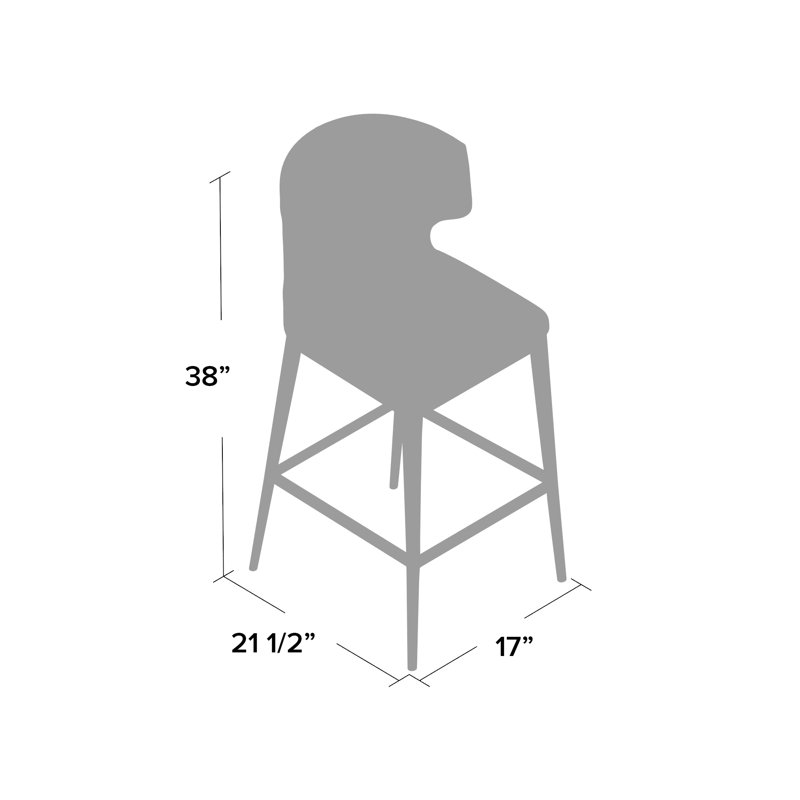 Tabouret de bar et de comptoir Belby, Tissu gris foncé, Tabouret de comptoir (siège d'une hauteur de 25,5