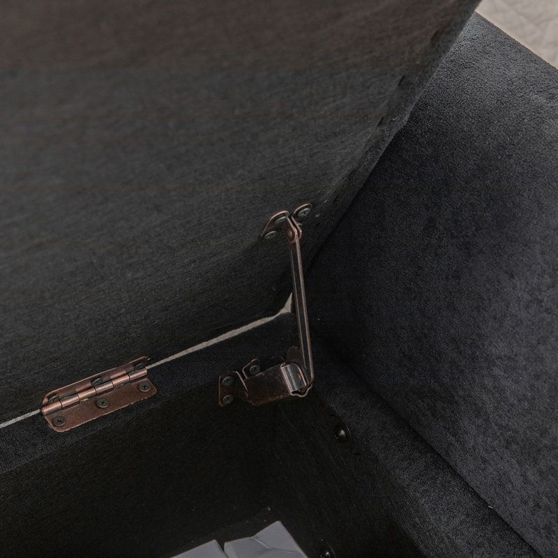 Banc de rangement moderne rembourré de 65,75 pouces de large avec couvercle double, Noir
