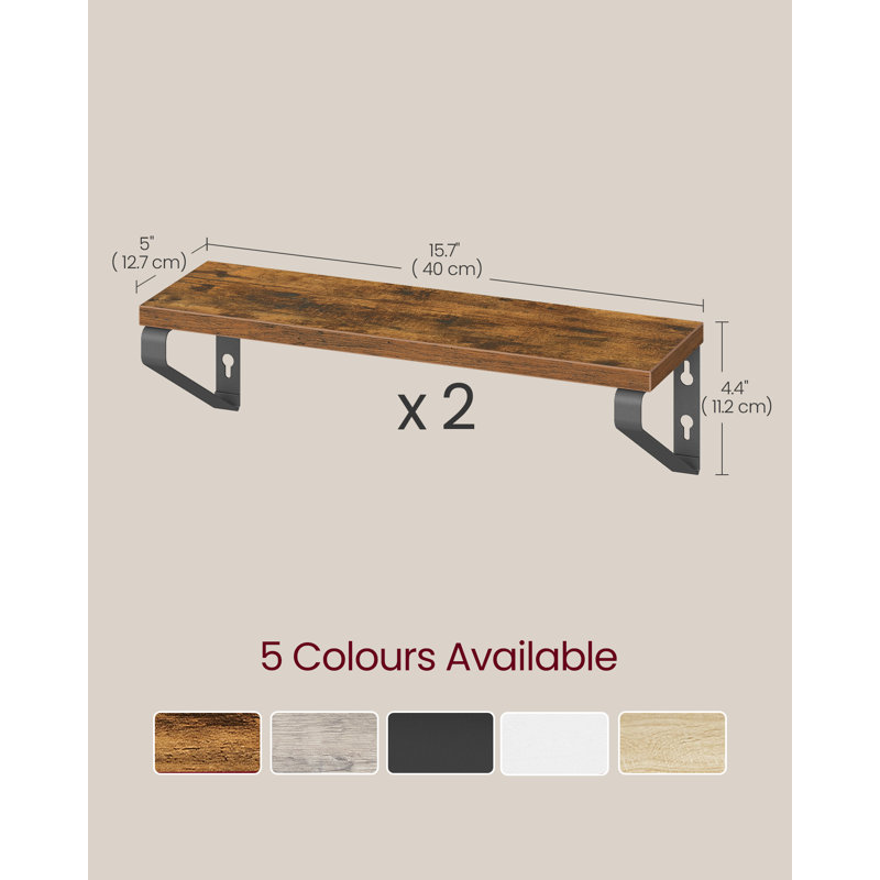 2 Piece Bracket Shelf, 11.2cm H x 40cm W x 12.7cm D