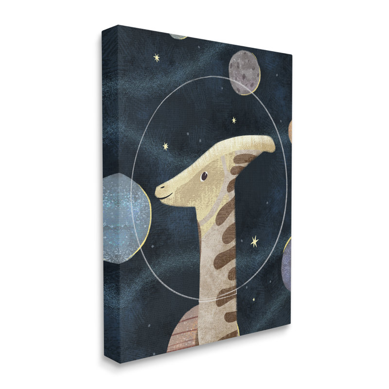 «Dinosaur Astronaut Helmet Outer Space Imagination» par Ziwei Li - peinture, H 20 po x l 16 po, Toile tendue