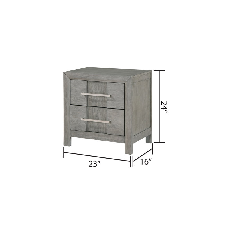 Table de chevet grise 2 avec des matériaux de qualité pour la chambre à coucher 2 tiroirs pratiques modernes