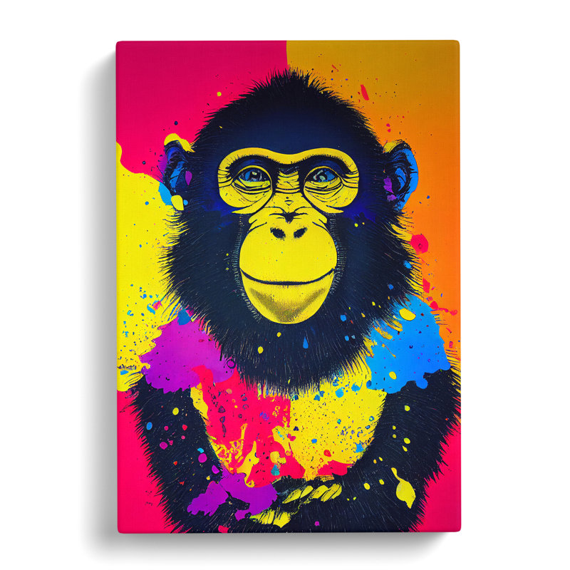 Splashed Monkey No.3 Abstract - Wrapped Canvas, 76cm H x 50cm W x 3cm D