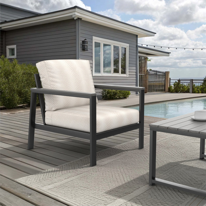 Chaise longue d'extérieur avec coussins Sunbrella® Townsend, Gris