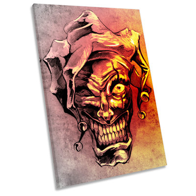 X0228 Jester Clown Joker Grunge - Wrapped Canvas Painting