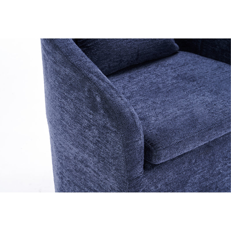 Fauteuil de salle à manger en chenille de style moderne avec coussin de dossier rembourré en mousse et roues pour roues universelles de 30,35 po de hauteur