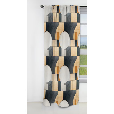 Industrial Zen Ii - Abstract Geometric Curtain - Blackout Geometric Shapes Curtain - 1 Panels