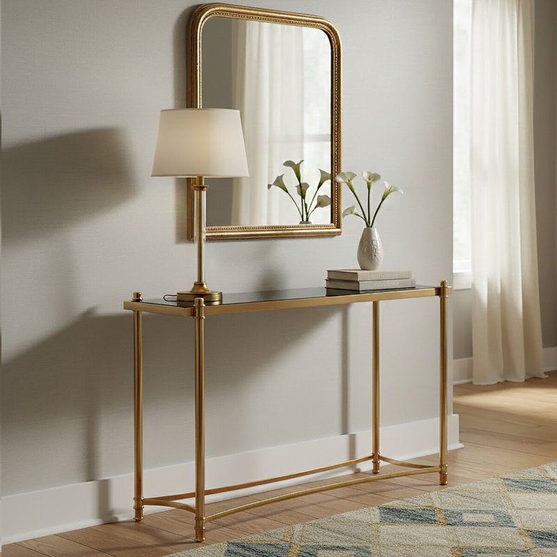 Leyla 130cm Glass Top Console Table, Clear, Silver