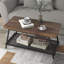 Table basse à 2 niveaux, table basse industrielle avec tablette en filet