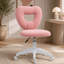 Mignon fauteuil de bureau sans accoudoirs, fauteuil de travail réglable en hauteur pour ordinateur, fauteuil de coiffeuse en molleton avec roues pivotantes, rose