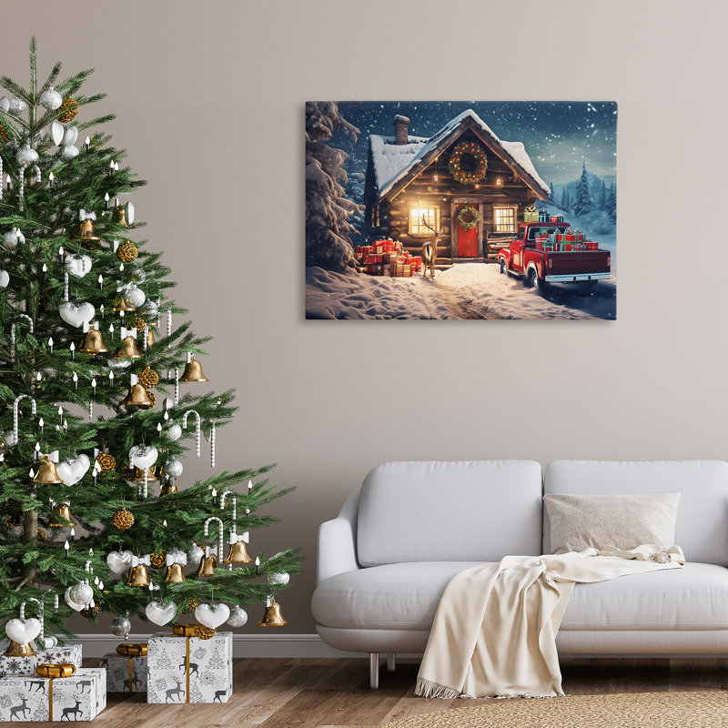 Art mural sur toile Woodsy Holiday Cabin par Alina Georgescu, H 30 po x l 45 po