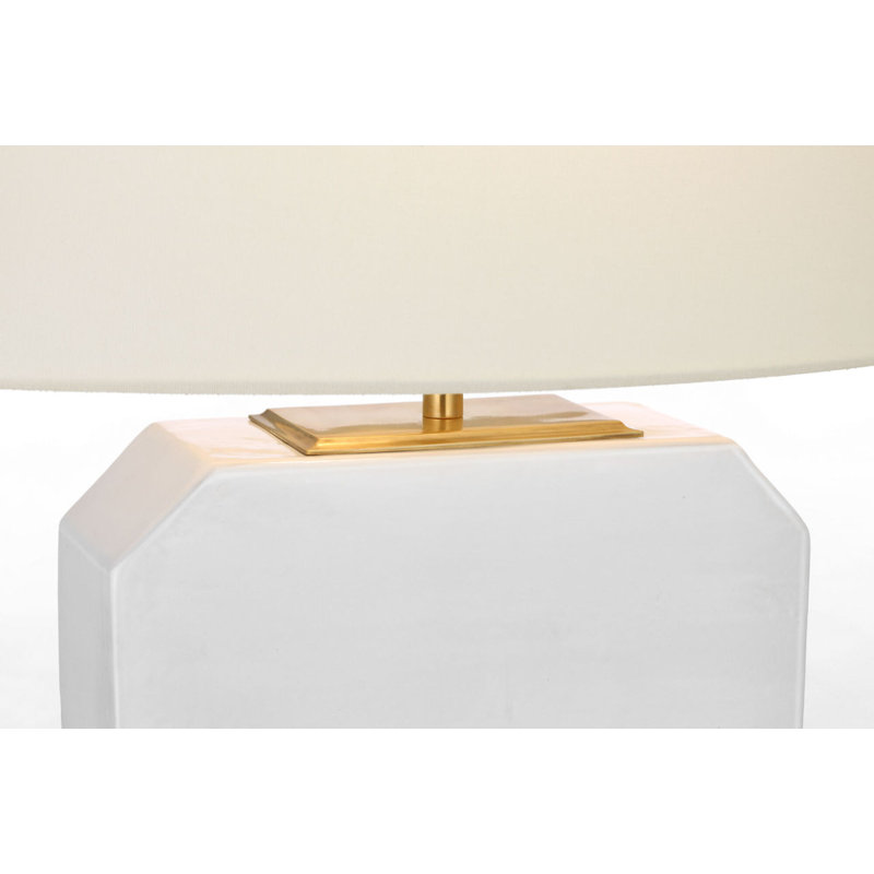 Monique Table Lamp with Linen Shade, Venetian White, 25" Height