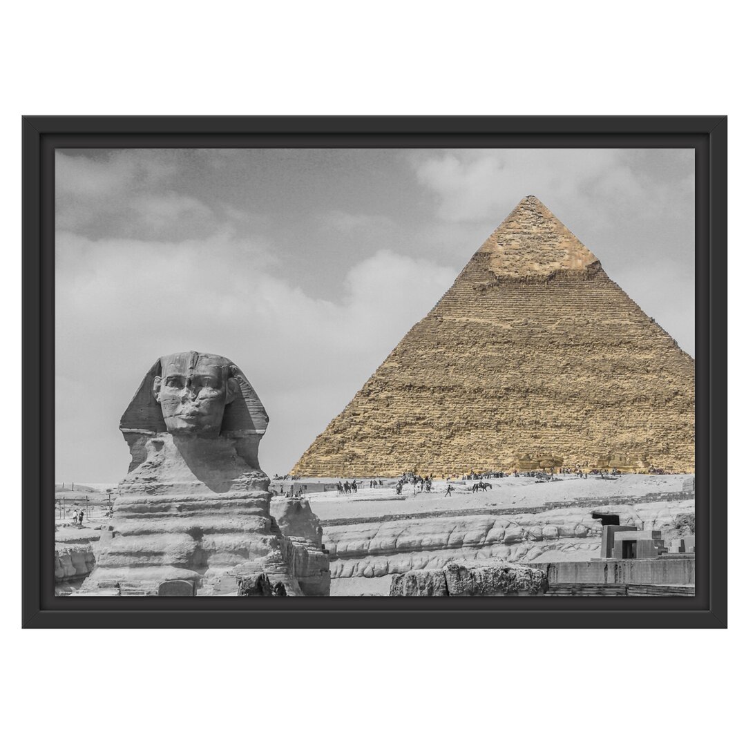 Gerahmtes Wandbild Sphinx vor Pyramide