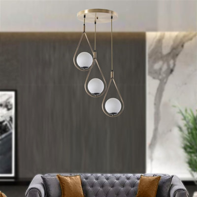Elegant Scandinavian Chandelier, 30 x 27.6 inches | 100% Metal Construction, White & Copper Finish | Oven Dried Paint & Tumbled Coating | E27 Socket, Max 40W | Perfect for Glam Home Décor & Lighting