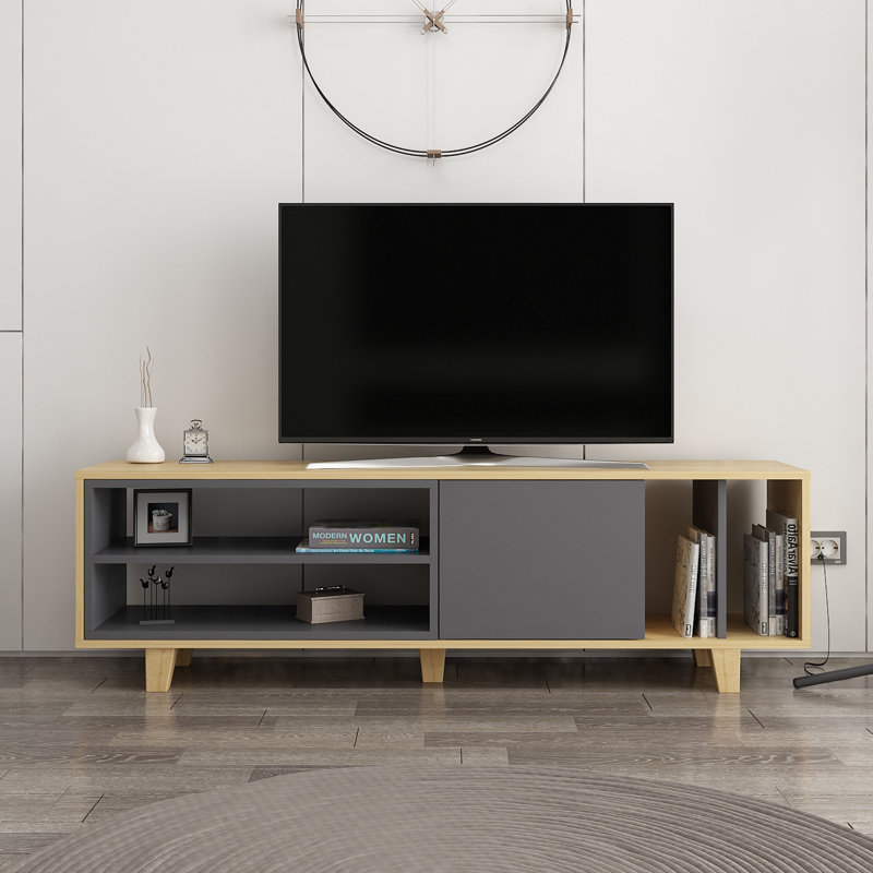 Tolbert Unfinished TV Stand for TVs up to 70", Oak/Anthracite