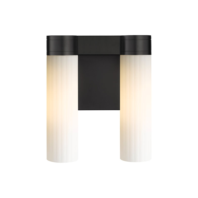 Applique murale 11 po 2 lumières Empire, H 12,63 po x l 10,5 po x P 5,5 po, Blanc mat, Noir mat