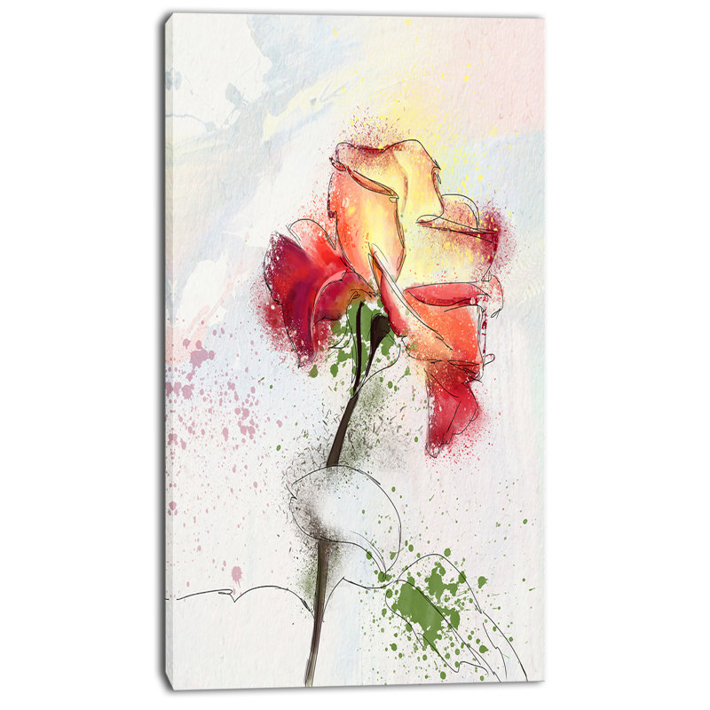 « magnifique rose illustration », reproduction d’art sur toile tendue, H 32 po x l 16 po x P 1 po
