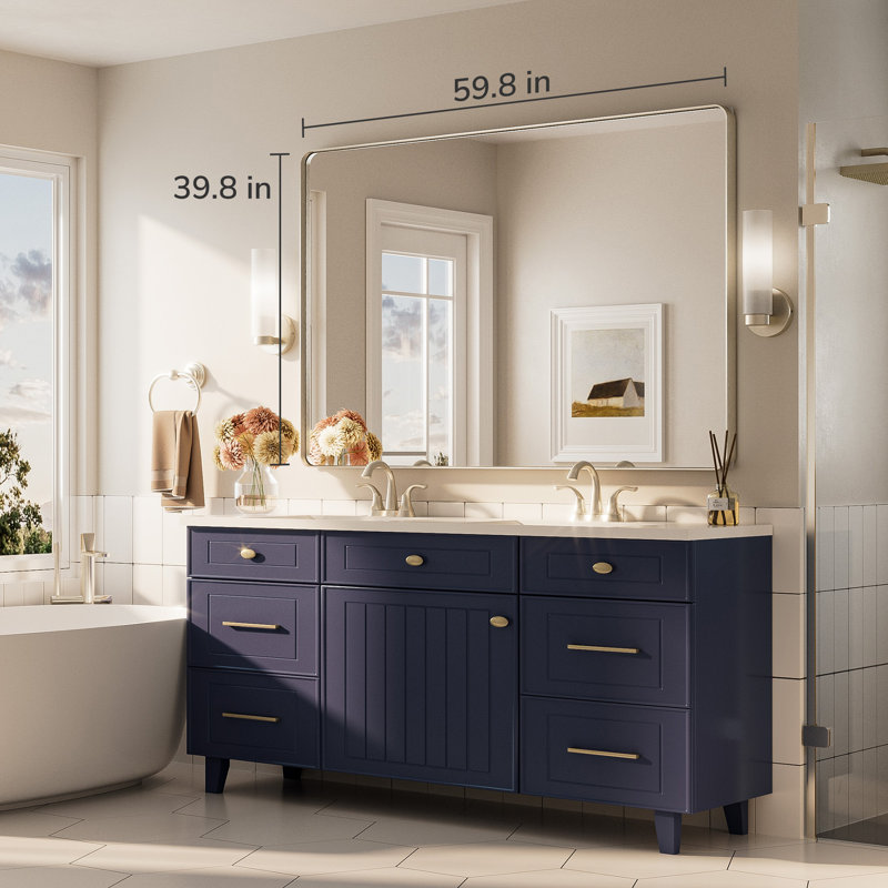 Bathroom Mirror with 1.2" Thick Aluminum Alloy Frame,Wall Mirror with Tempered Glass,Accent Mirror for Entryway,Dining Room,Bedroom