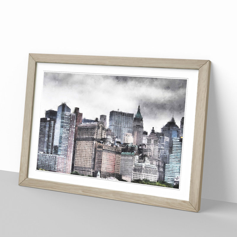 New York Skyline Vol.8 - Picture Frame Graphic Art, 27cm H x 36cm W x 2cm D, Oak Framed