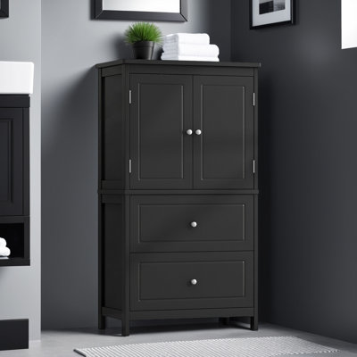 Bathroom Storage Cabinet with 2 Doors,Drawers & Adjustable Shelf, MDF Material for Bathrooms