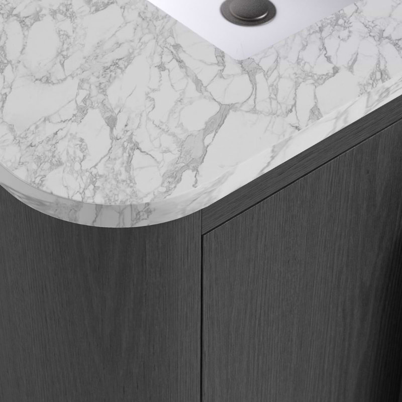 Harper Vanity, Ebony Oak, 60" W, White Quartz