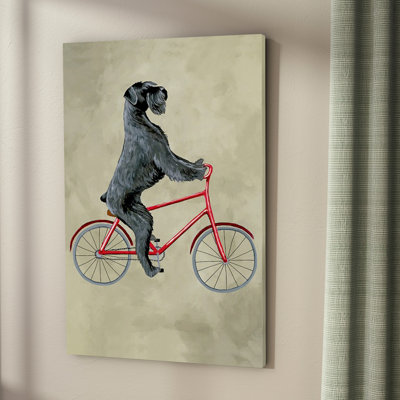 " Schnauzer On Bicycle " by Coco De Paris
