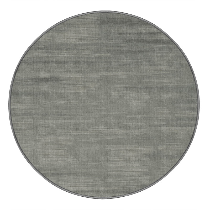 Machine Washable Abstract Brown Area Rug, Round 6'