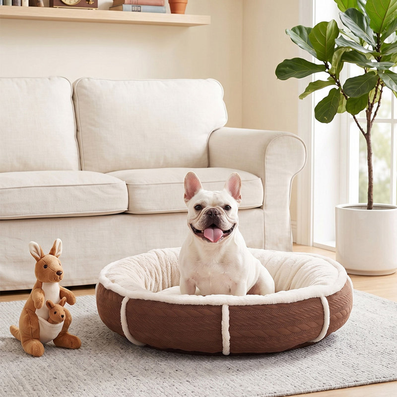 Polyester Pet Bed, Brown/Cream