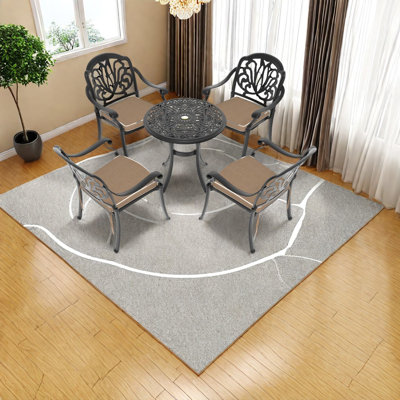 Elegant 5-piece Black Aluminum Dining Table Set For Outdoor Patio