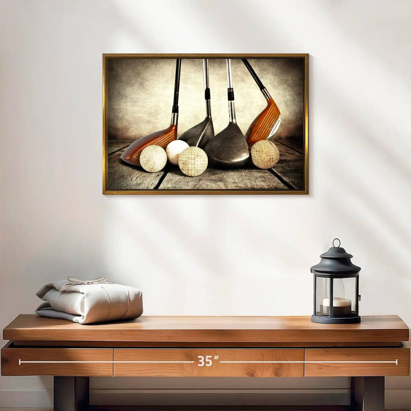 Golf Sets, 19" X 13", Floating Frame Gold