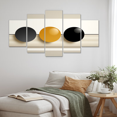 «Geometric Momentum Moon Balance - Minimalisme», art mural 5 pièces