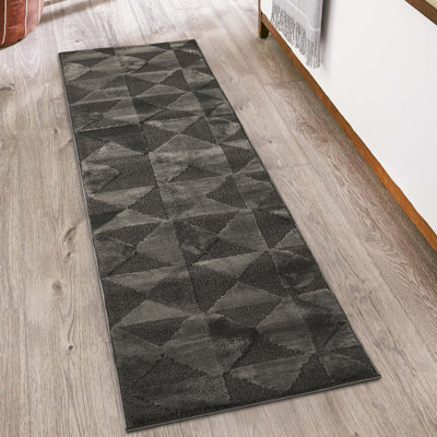 Hamilton Modern Metallic Sheen Area Rug - Polypropylene Weaving - Jute Backing - Mosaic Geometric Triangle Design Rugs, Dark Grey