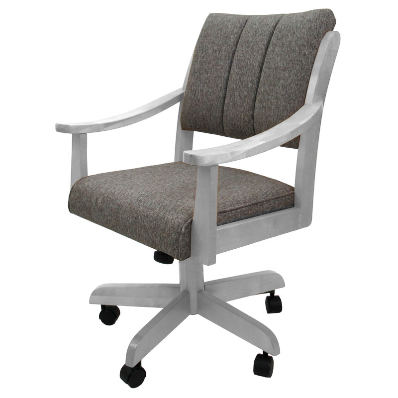 Evteka Dining Caster Chair with Arms, Mojave Gray, White