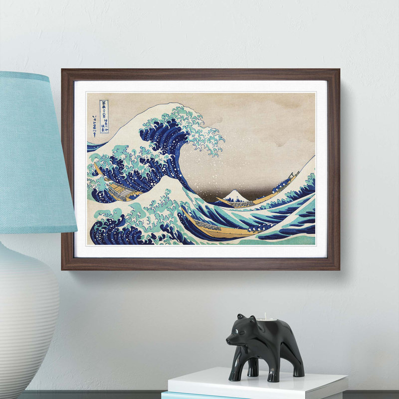 The Great Wave Off Kanagawa by Katsushika Hokusai - Picture Frame Painting Print on MDF, Walnut Framed
