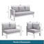 4-Piece Modern Aluminum Sectional Patio Conversation Set,  7-Seat Outdoor Sofa With  Thick Light Gray Cushions & White Frame And Coffee Table