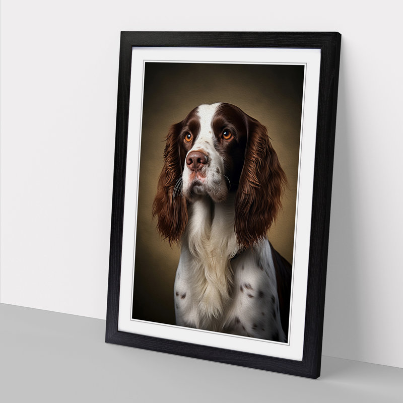 XYZ-FRM-V1223-660 English Springer Spaniel Classicism - Single Picture Frame Print on Wood, 46cm H x 34cm W x 2cm D, Black